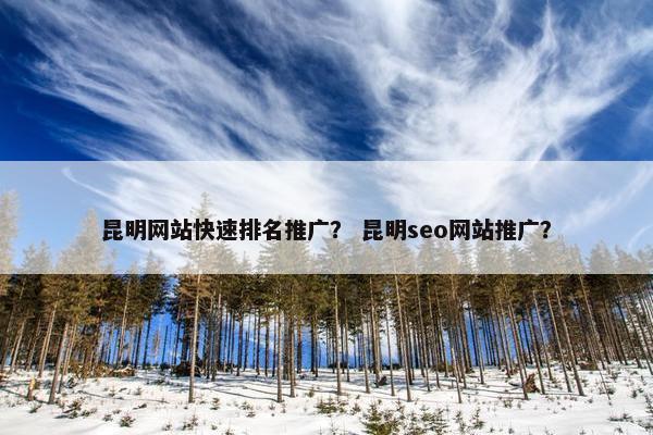 昆明网站快速排名推广？ 昆明seo网站推广？
