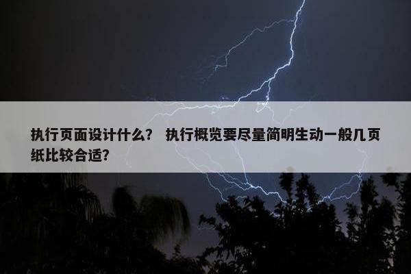 执行页面设计什么？ 执行概览要尽量简明生动一般几页纸比较合适？