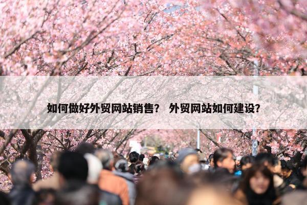 如何做好外贸网站销售？ 外贸网站如何建设？