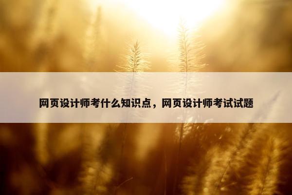 网页设计师考什么知识点，网页设计师考试试题