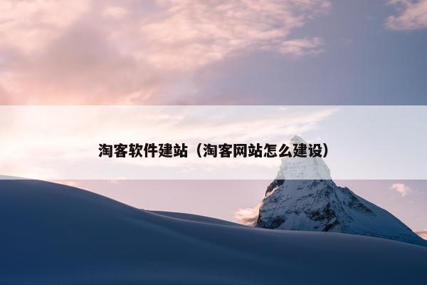 淘客软件建站（淘客网站怎么建设）