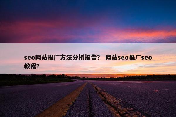 seo网站推广方法分析报告？ 网站seo推广seo教程？
