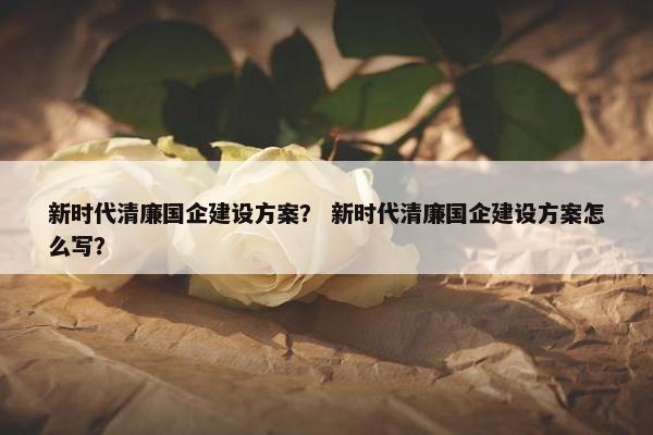 新时代清廉国企建设方案？ 新时代清廉国企建设方案怎么写？