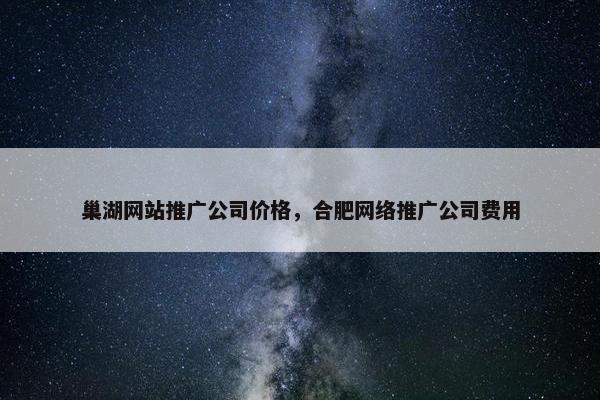 巢湖网站推广公司价格，合肥网络推广公司费用