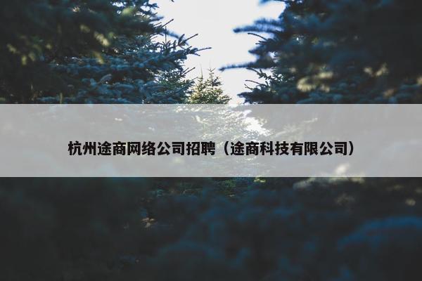 杭州途商网络公司招聘（途商科技有限公司）