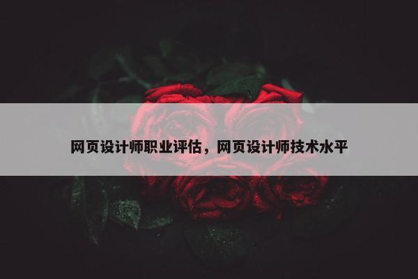 网页设计师职业评估，网页设计师技术水平