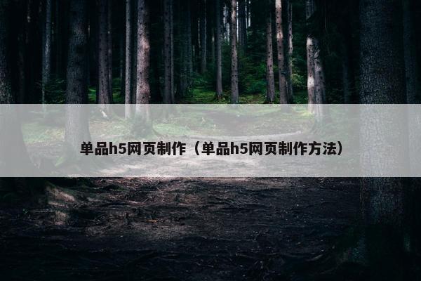 单品h5网页制作（单品h5网页制作方法）