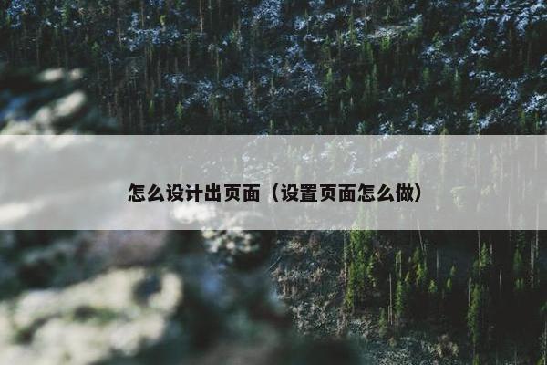 怎么设计出页面（设置页面怎么做）