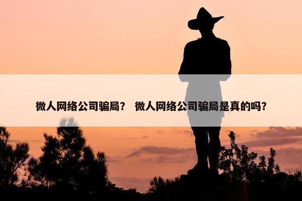 微人网络公司骗局？ 微人网络公司骗局是真的吗？