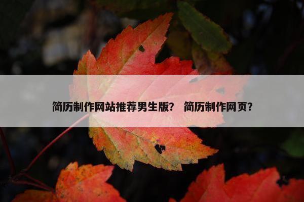 简历制作网站推荐男生版？ 简历制作网页？