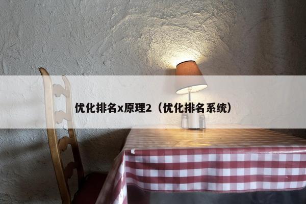 优化排名x原理2（优化排名系统）
