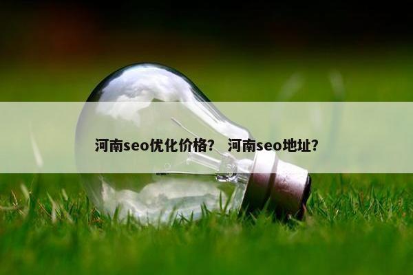河南seo优化价格？ 河南seo地址？