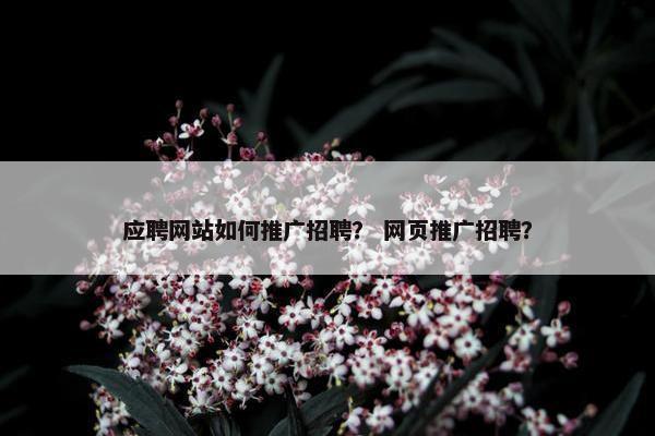 应聘网站如何推广招聘？ 网页推广招聘？