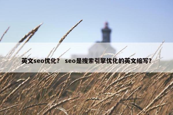 英文seo优化？ seo是搜索引擎优化的英文缩写？