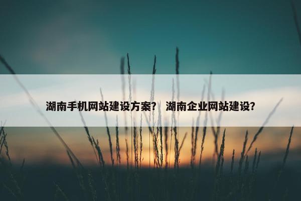 湖南手机网站建设方案？ 湖南企业网站建设？