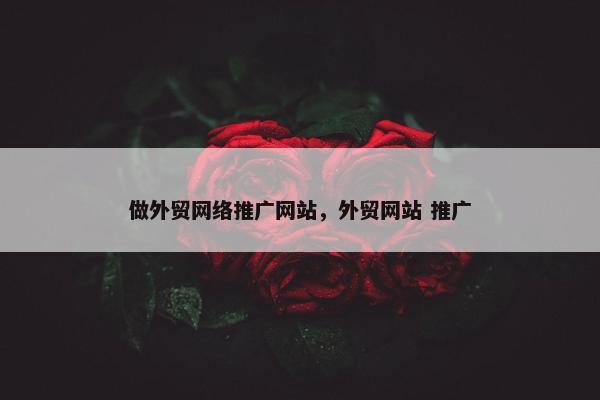 做外贸网络推广网站，外贸网站 推广