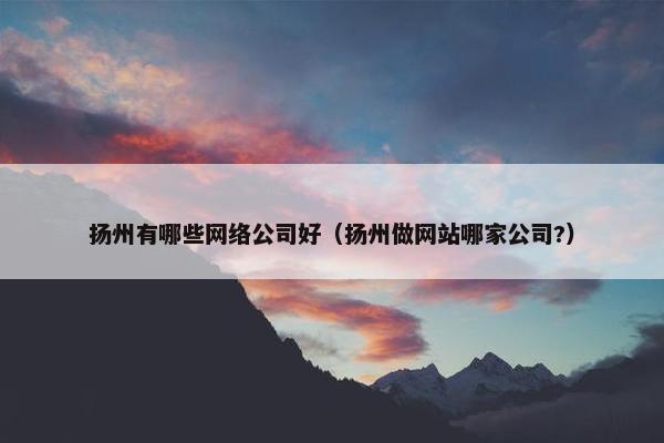 扬州有哪些网络公司好（扬州做网站哪家公司?）