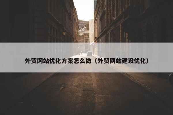 外贸网站优化方案怎么做（外贸网站建设优化）