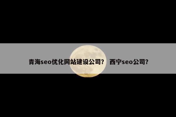 青海seo优化网站建设公司？ 西宁seo公司？