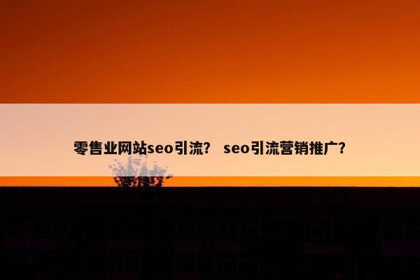 零售业网站seo引流？ seo引流营销推广？