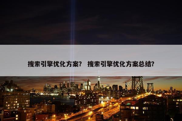 搜索引擎优化方案？ 搜索引擎优化方案总结？