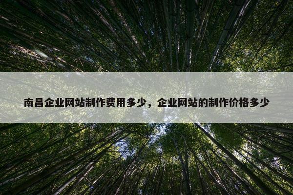 南昌企业网站制作费用多少，企业网站的制作价格多少