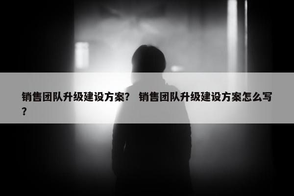 销售团队升级建设方案？ 销售团队升级建设方案怎么写？