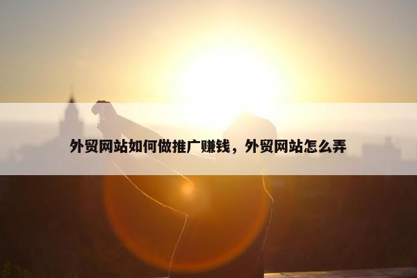 外贸网站如何做推广赚钱，外贸网站怎么弄
