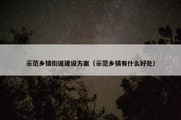 示范乡镇街道建设方案（示范乡镇有什么好处）