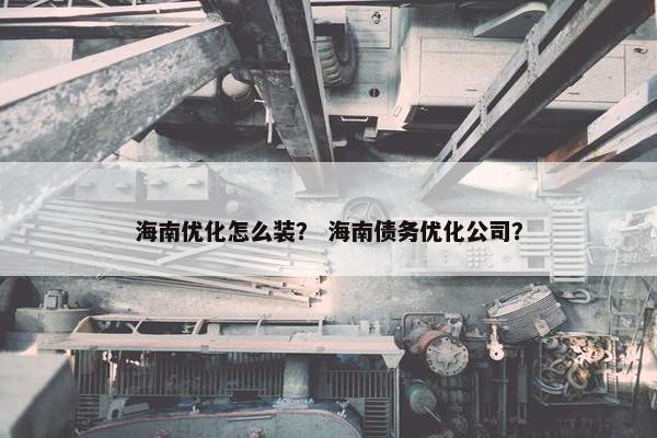 海南优化怎么装？ 海南债务优化公司？