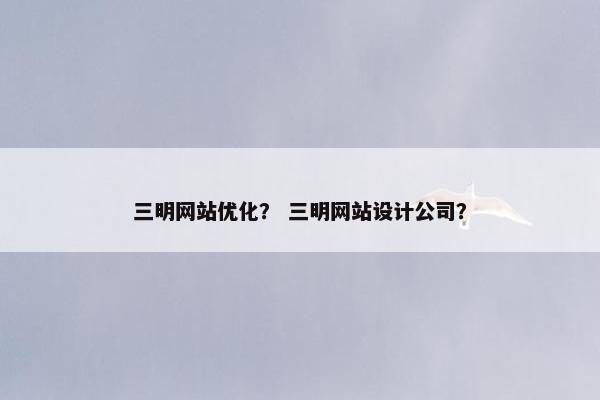 三明网站优化？ 三明网站设计公司？