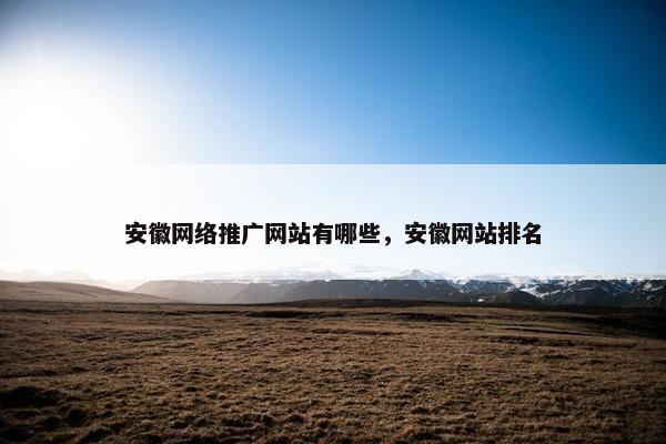 安徽网络推广网站有哪些，安徽网站排名