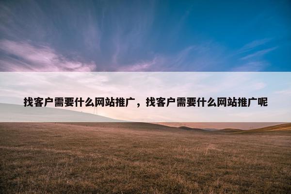 找客户需要什么网站推广，找客户需要什么网站推广呢
