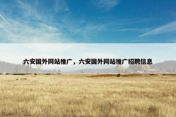 六安国外网站推广，六安国外网站推广招聘信息