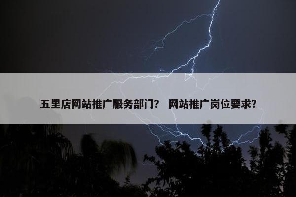 五里店网站推广服务部门？ 网站推广岗位要求？