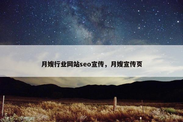 月嫂行业网站seo宣传，月嫂宣传页
