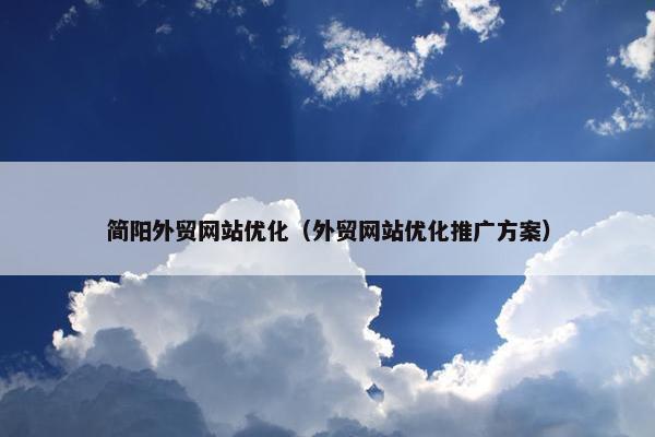 简阳外贸网站优化（外贸网站优化推广方案）