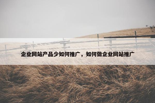 企业网站产品少如何推广，如何做企业网站推广