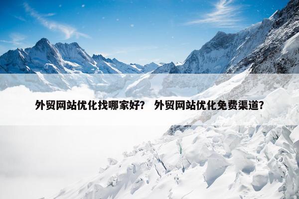 外贸网站优化找哪家好？ 外贸网站优化免费渠道？