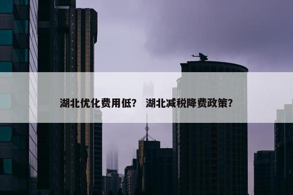 湖北优化费用低？ 湖北减税降费政策？