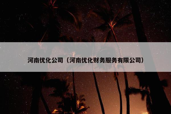 河南优化公司（河南优化财务服务有限公司）