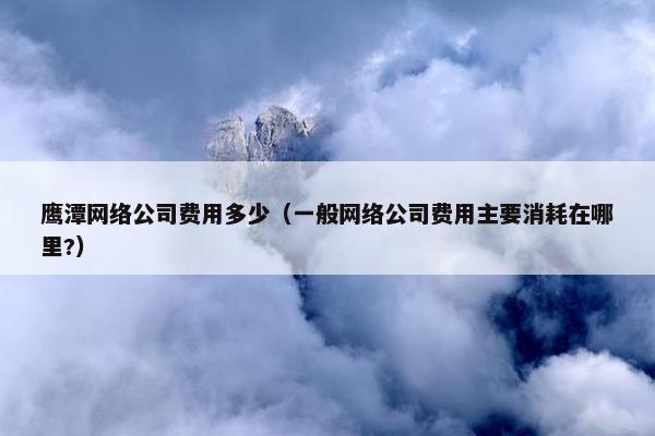 鹰潭网络公司费用多少（一般网络公司费用主要消耗在哪里?）