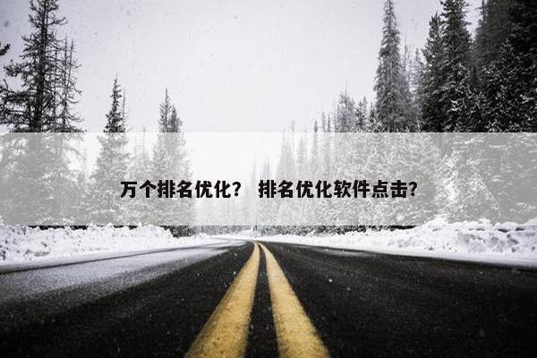 万个排名优化？ 排名优化软件点击？