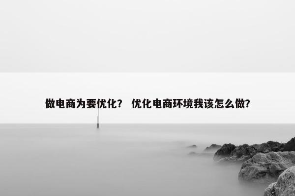 做电商为要优化？ 优化电商环境我该怎么做？