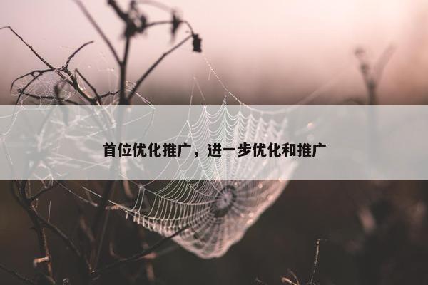首位优化推广，进一步优化和推广