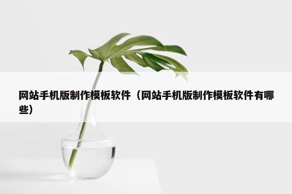 网站手机版制作模板软件（网站手机版制作模板软件有哪些）