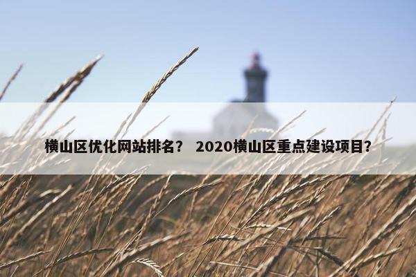 横山区优化网站排名？ 2020横山区重点建设项目？