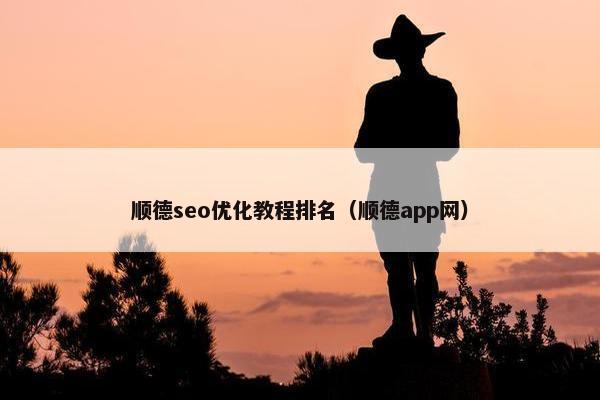 顺德seo优化教程排名（顺德app网）