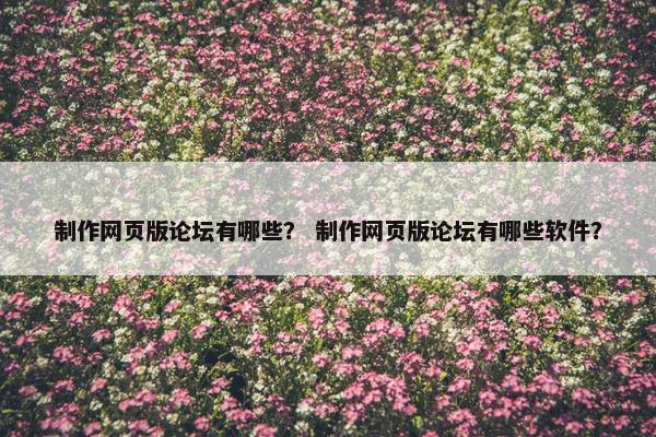 制作网页版论坛有哪些？ 制作网页版论坛有哪些软件？