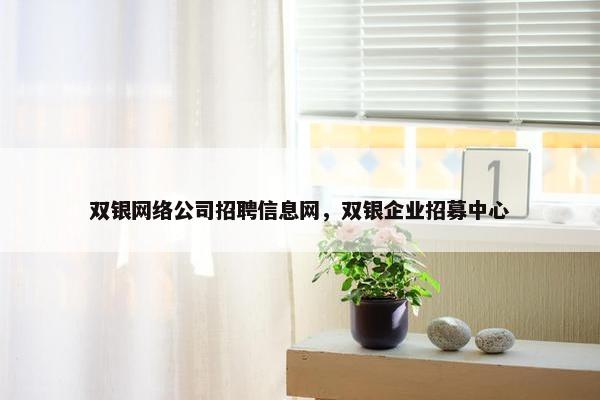 双银网络公司招聘信息网，双银企业招募中心